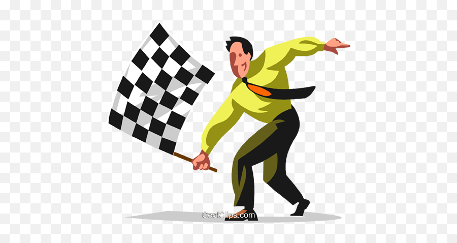 Businessman Waving Checkered Flag Royalty Free Vector Clip - Waving The Checkered Flag Graphic Png,Checkered Flag Transparent Background