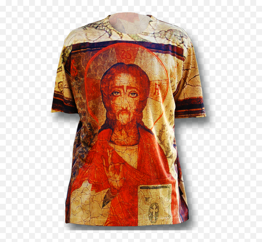 Jesus With Bible U2013 Designer T - Shirt U2013 Virgin Icons For You Short Sleeve Png,Orthodox Icon Of Jesus Christ