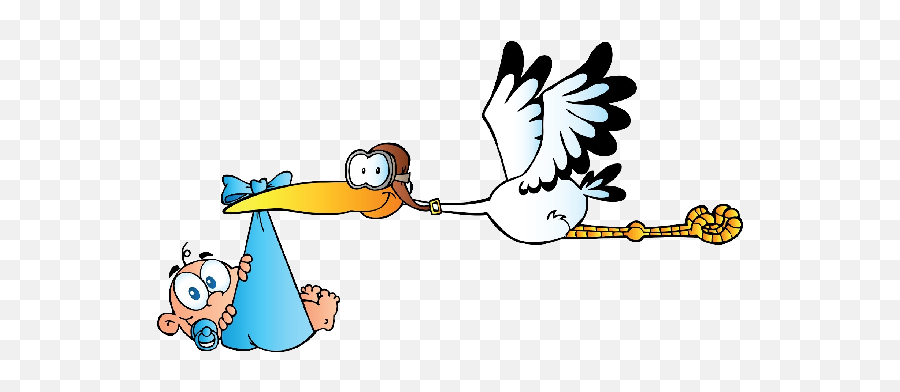 Stork Carrying Ba Boy Cartoon - Stork With Baby Clipart Png,Baby Clipart Transparent