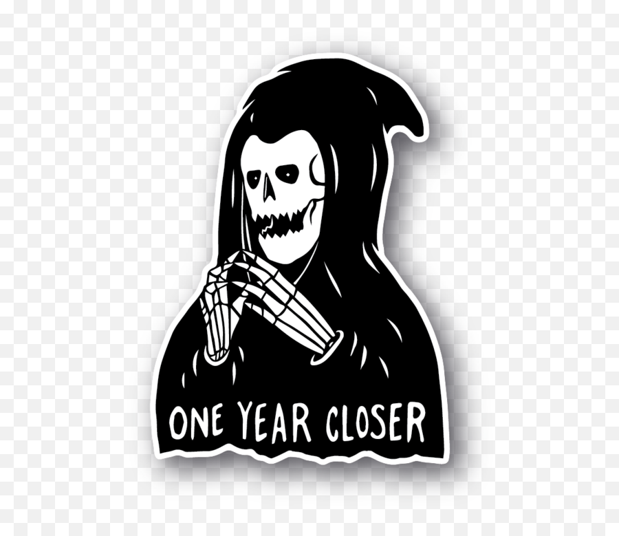 Grim Reaper One Year Closer Sticker - Illustration Png,Grim Reaper Transparent Background