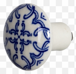 Handmade Ceramic Door Knob - Teja Blue And White Porcelain Png,Knob Png