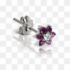 45mm Purple Diamond Flower Traditional Earstud Maria Tash - Earring Png,Purple Diamond Png