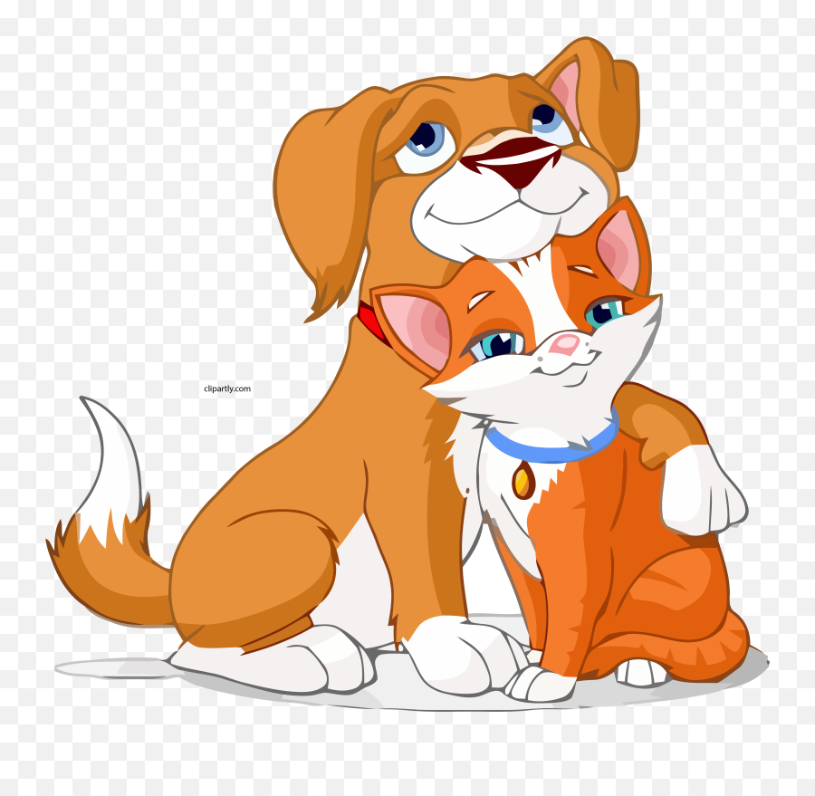 Cat And Dog Cartoon Image Friends Clipart Png U2013 Clipartlycom - Dogs And Cats Cartoon,Friends Clipart Png