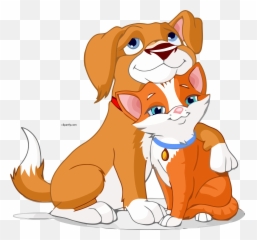 Cat And Dog Cartoon Image Friends Clipart Png U2013 Clipartlycom - Dogs And Cats Cartoon,Friends Clipart Png