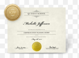Corporate Event Planning Course - QC School Certificate For Organizer png