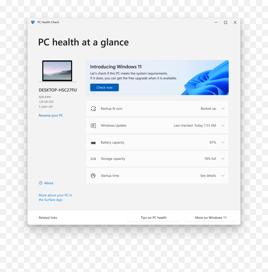 How To Use The Pc Health Check App - Pc Health Check Png,Windows Startup Icon Not Working