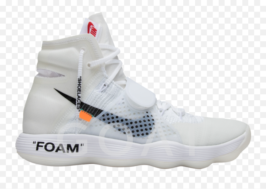 Off - White X React Hyperdunk Nike Aj4578 100 White Skate Shoe Png,Nike Swoosh Transparent Background