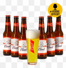 Assortiment Bud 6 Bières Et 1 Verre Offert - Glass Bottle png