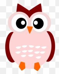 Pink Owl With Wide Eyes Clipart Free Download Transparent - Cute Icon Png