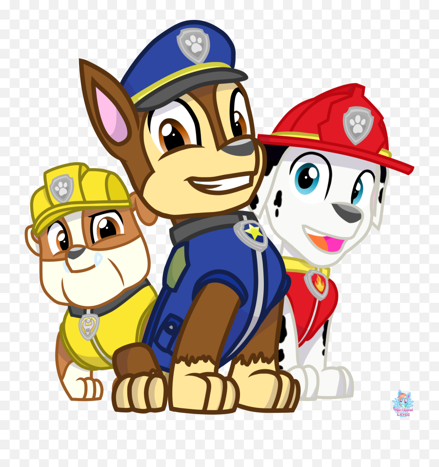 Rubble Chase Marshall - Chase Marshall Paw Patrol Cartoon Png,Paw Patrol Chase Png