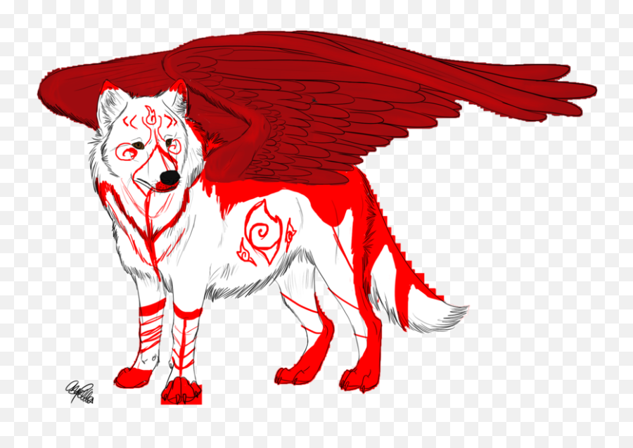 Download White Wolf Clipart Red - Winged Wolf Png Image White And Red Wolf Art,White Wolf Png