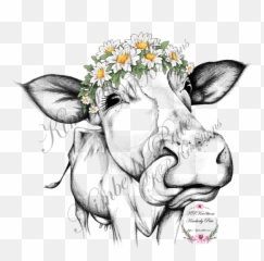 Heifer With Daisy Crown Waterslide Black And White - Not My Pasture png