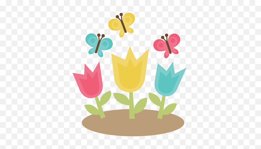 Tulips With Butterflies Svg Files For Scrapbooking - Cute Tulip Clip Art Png,Tulips Png