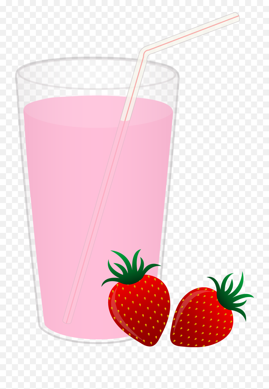Glass Of Milk Free Clip Art - Transparent Background Png,Strawberries Transparent Background