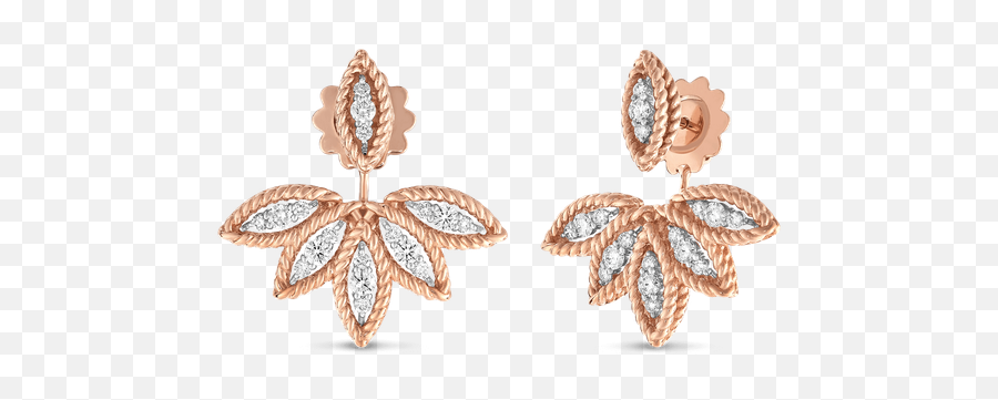 Diamond Stud Earrings With Fan Jacket U0026ndash 18k Rose Gold - Earring Roberto Coin Png,Diamond Earrings Png