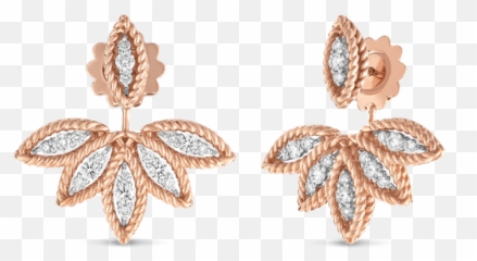 Diamond Stud Earrings With Fan Jacket U0026ndash 18k Rose Gold - Earring Roberto Coin Png,Diamond Earrings Png