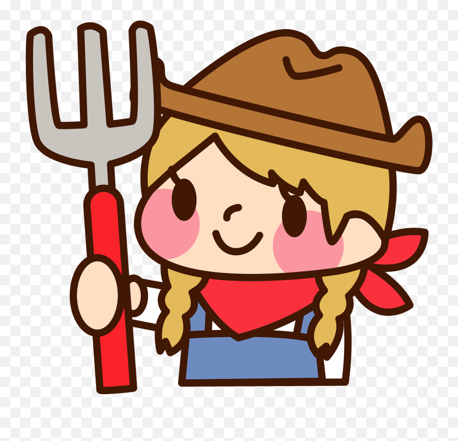 Cowgirl Is Holding A Pitchfork Clipart - Cowboy Png,Pitchfork Transparent