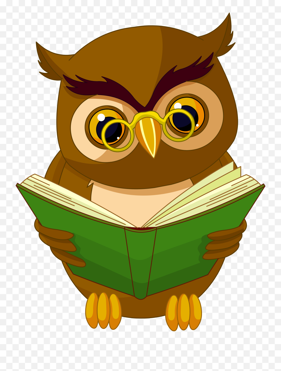 Owl With Book Png Clipart Picture - Owl Cartoon,Book Clipart Png
