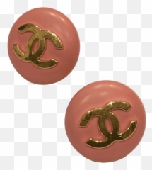 Chanel Vintage Cc Button Clip - On earrings Pink Logo 2004 Chanel Resin Earrings png