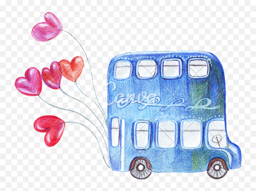 Watercolor Heart Png - Dibujo Autobus Boda,Watercolor Heart Png