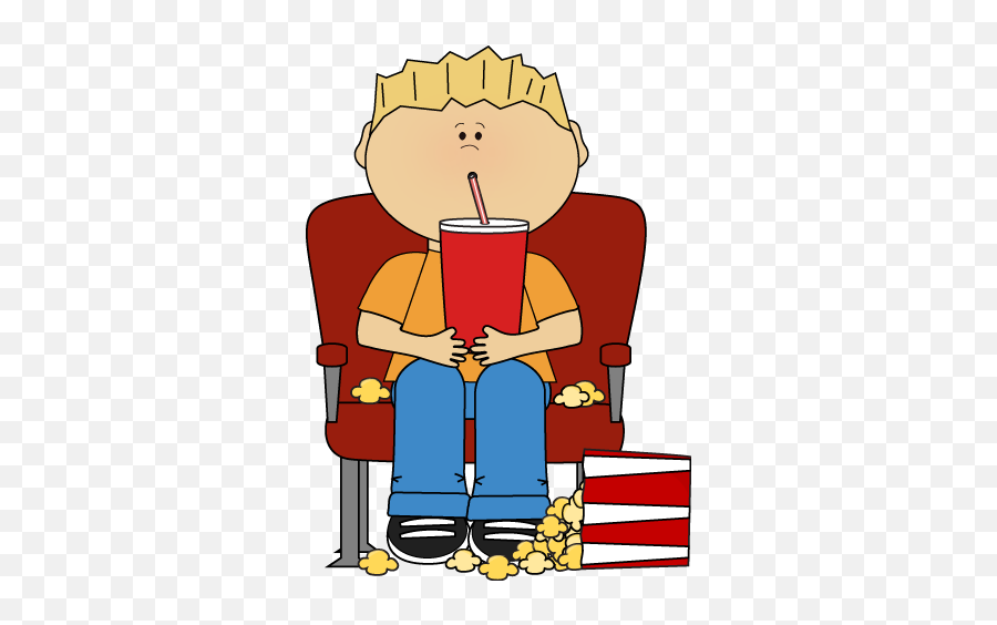 Watching Movies Clipart - Boy Cinema Clipart Png,Popcorn Clipart Png