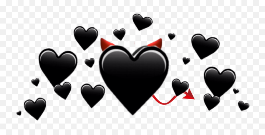 Demon Emoji Png - Black Hearts Transparent Background,Heart Crown Png