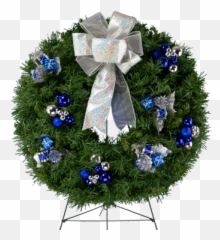 Blue And Silver Ornaments With Bow - Christmas Day Png,Blue Bow Png