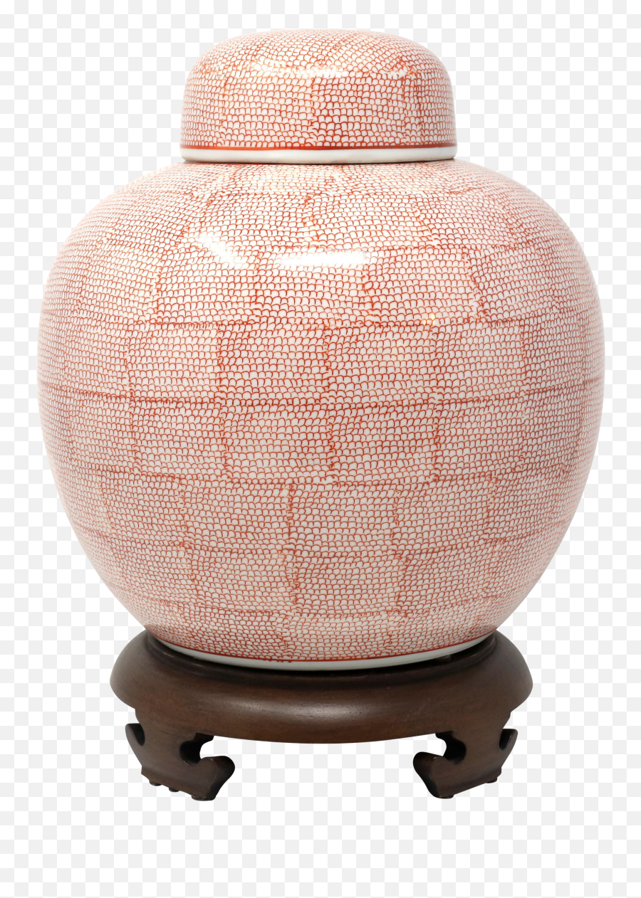 Vintage Fenton Mellon Jar With Hand Painted Red Fish Scale - Vase Png,Fish Scales Png