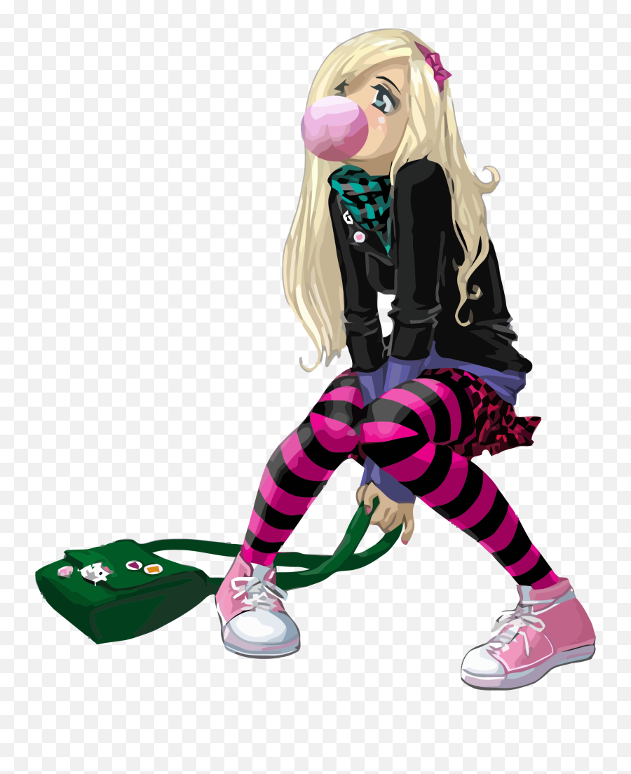 Ftestickers Clipart Cartoon Girl Bubblegum Cute - Anime Girl Anime Hip Hop Girl Png,Cute Anime Png
