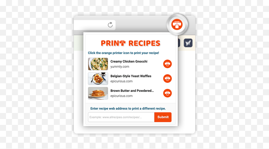 Print Recipes - Free New Tab Browser Extension Technology Applications Png,Add Print Icon To Chrome