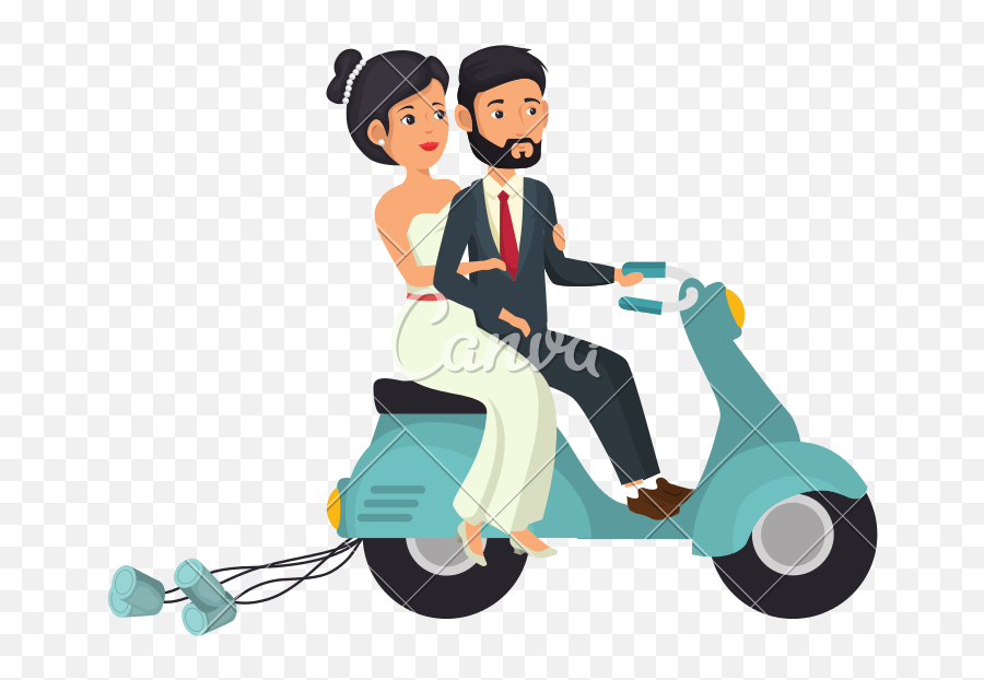 Wedding Couple In Motorbike Design - Icons By Canva Married Couple White Background Clipart Png,Married Couple Png