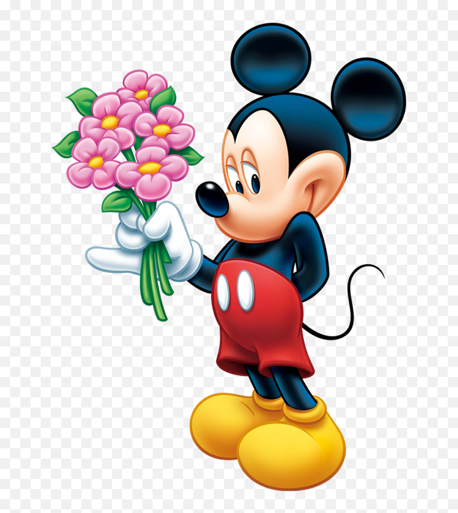 Mickey Mouse Minnie Clip Art - Mickey Mouse With Flowers Png,Minnie Mouse Transparent