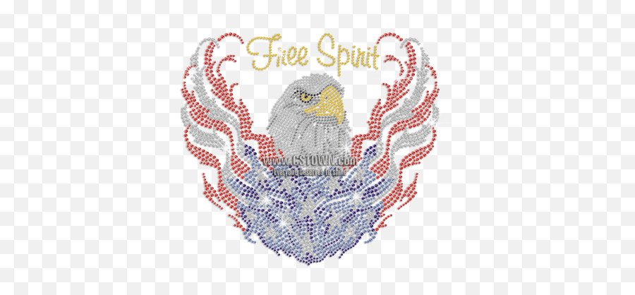 Download Hd Flying Bald Eagle For Freedom Iron - On Rhinestone Creative Arts Png,Rhinestone Png