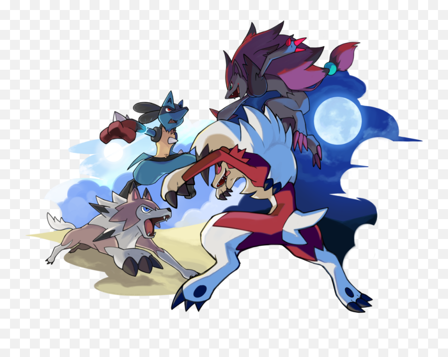 Pokemon - Pokemon Sun And Moon Lycanroc Png,Lucario Png