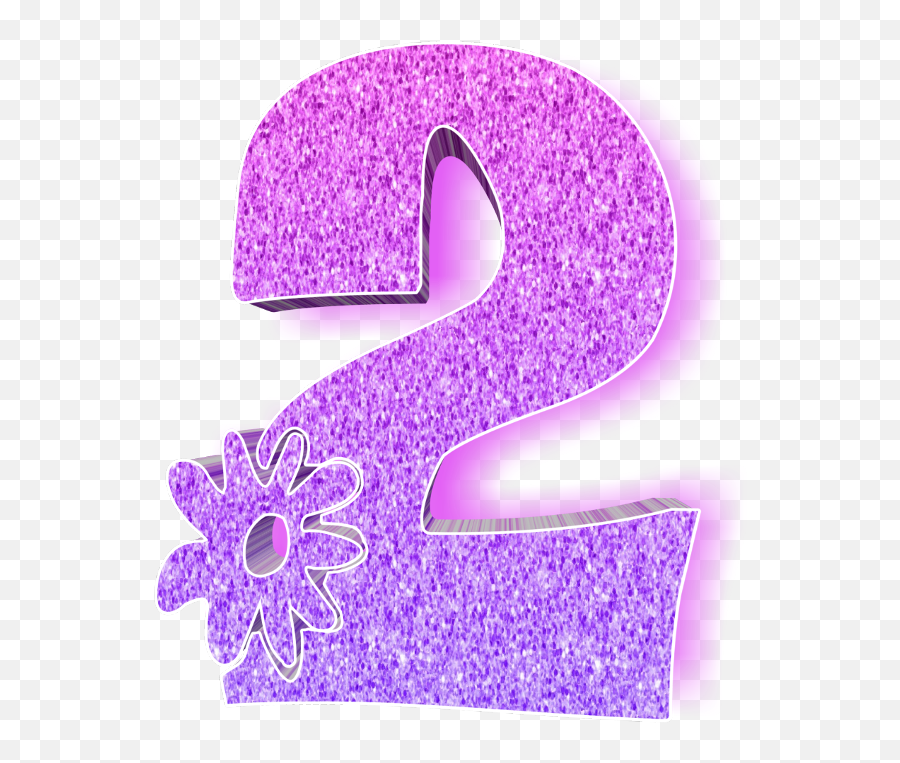 Number - Transparent Glitter Number 2 Png,Purple Glitter Png
