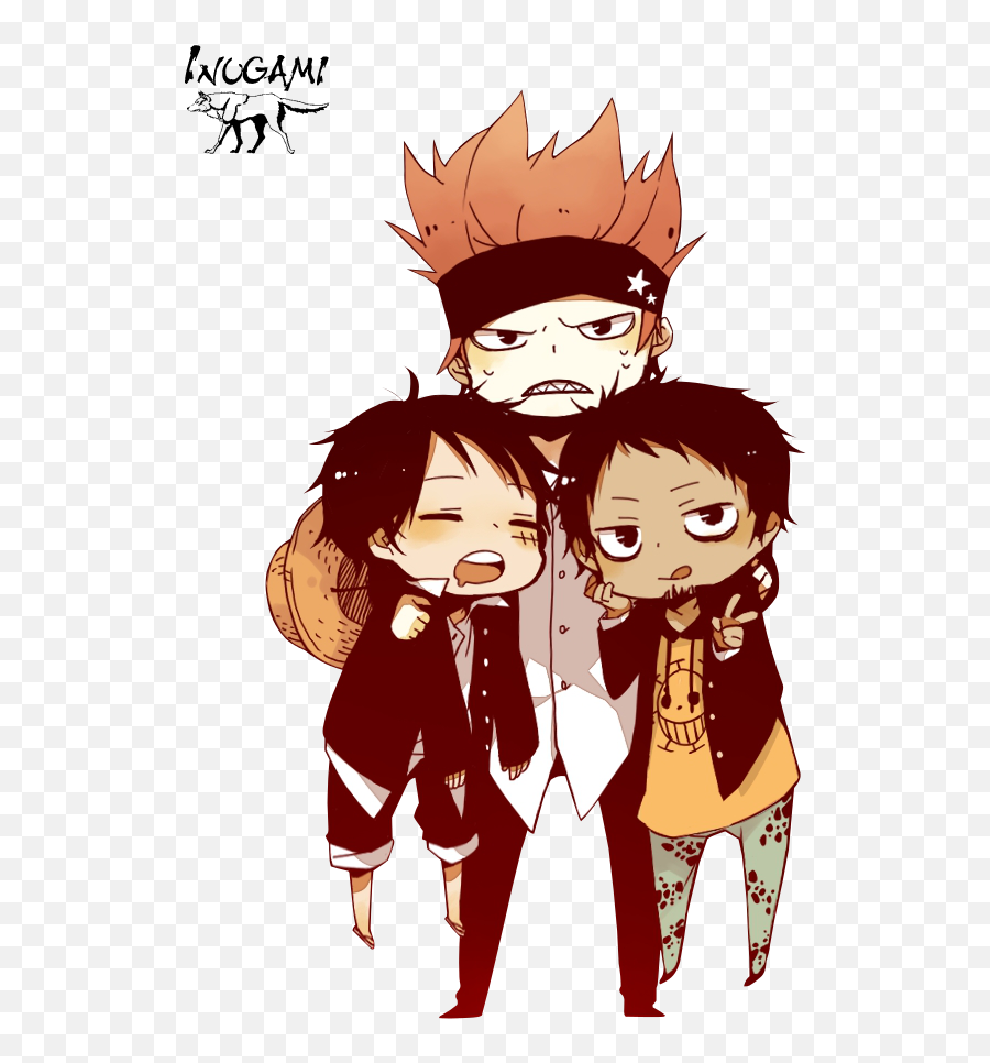 Luffy Chibi Png - One Piece Luffy And Law And Kid Cute Luffy Kid And Law,One Piece Logo Transparent