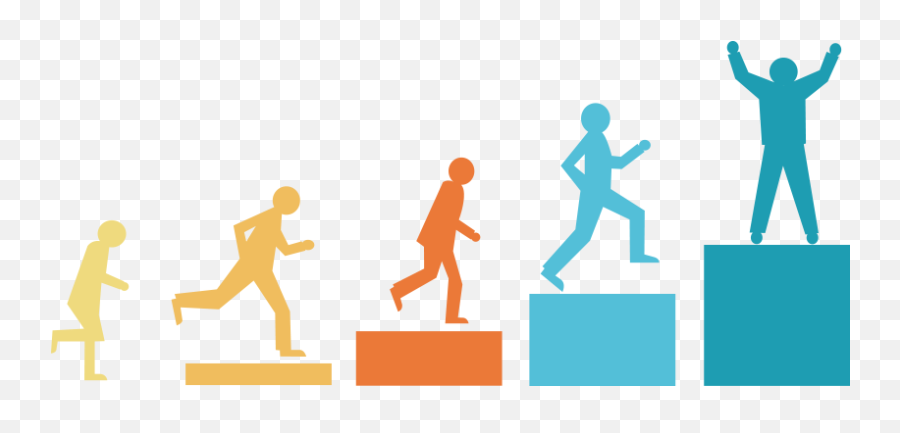 People Running Up Steps To Show High Achievement - People Achievement Png,People Running Png