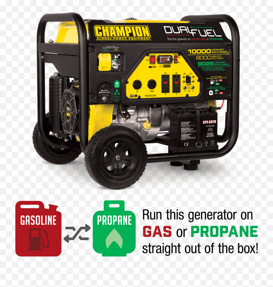 Champion 100231 5500 - Watt Dual Fuel Portable Generator With Wheel Kit 8000 Watt Champion Generator Dual Fuel Png,Star Wars Logo Generator