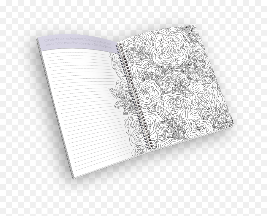 Download Hd Open Spiral - Bound Coloring Journal With A Rose Horizontal Png,Rose Outline Png