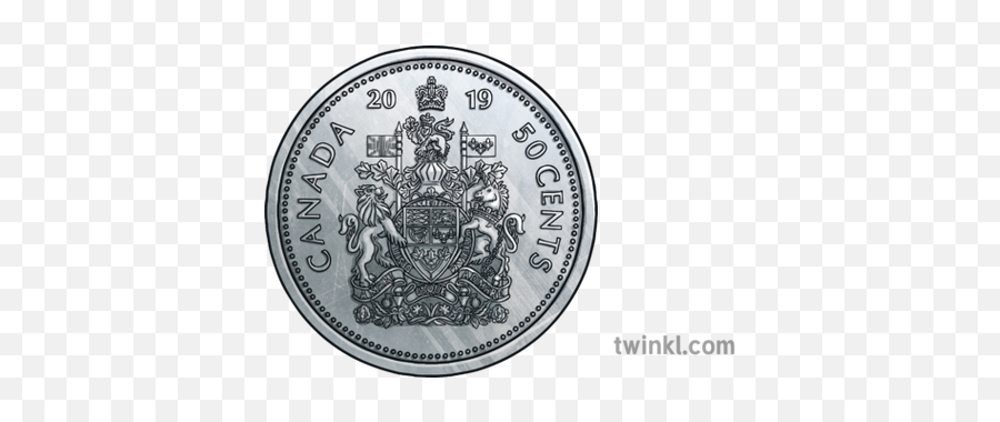 Canadian 50 Cent Coin Front Loonie Money Currency Maths Ks2 - State Seal Of Iowa Png,Cent Png