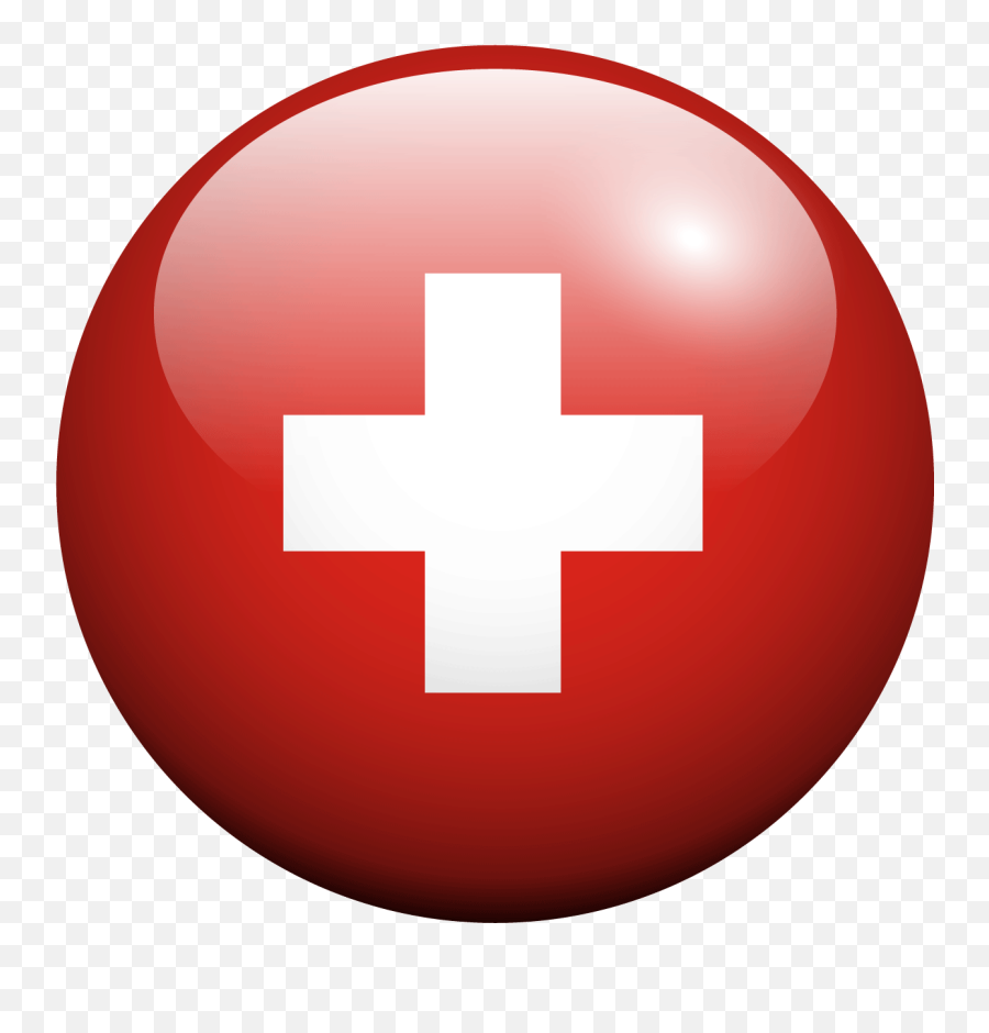 Red Circle Cross Transparent Png - Switzerland Round Flag No Background,Red Circle Logo