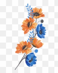 Bouquet Of Flowers - Transparent Image Blue And Orange png
