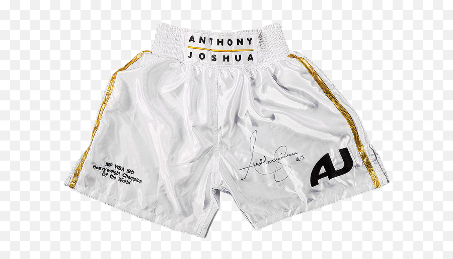 Anthony Joshua Signed White Boxing Shorts - Boxing Trunks Png,Authentic Icon Shorts