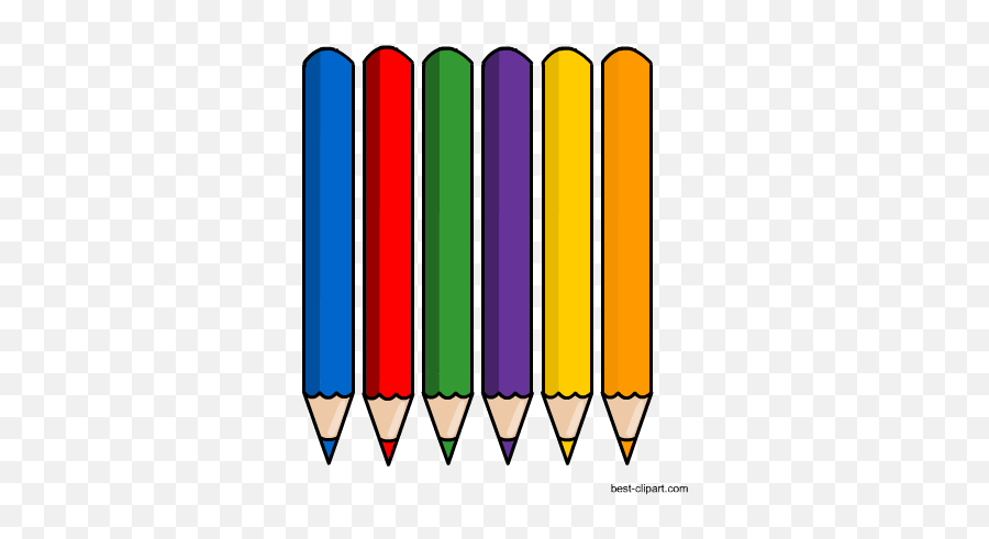 Download Six Color Pencils Free Clipart Image - Six Pencils Colored Pencil Clipart Png,Color Pencil Png