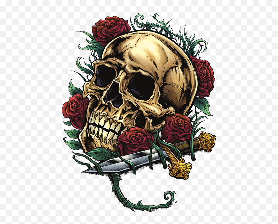 Skull And Roses Png Transparent Collections - Skull With Roses Png,Rose Transparent