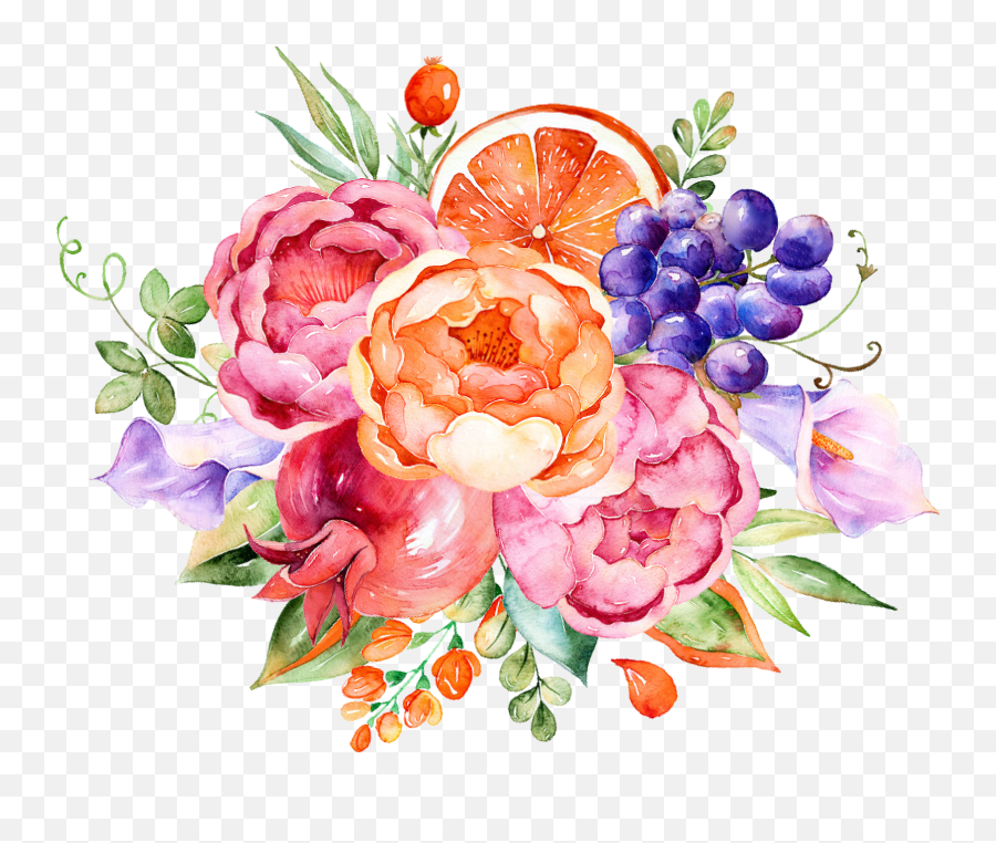 Decoration Flower Watercolor Fruit - Flower In Water Color Flow Png,Painting Clipart Png