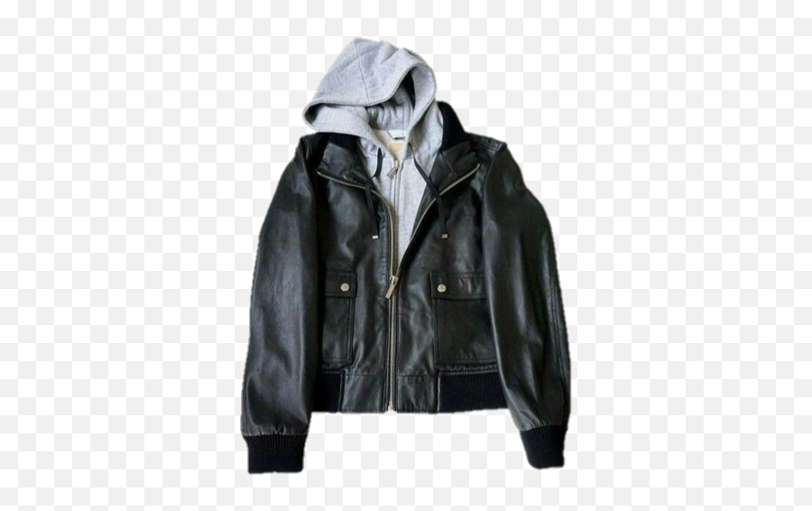 Aesthetic Png Polyvore Leatherjacket Hoodie Black - Poly Leather Jacket Hood,Leather Jacket Png