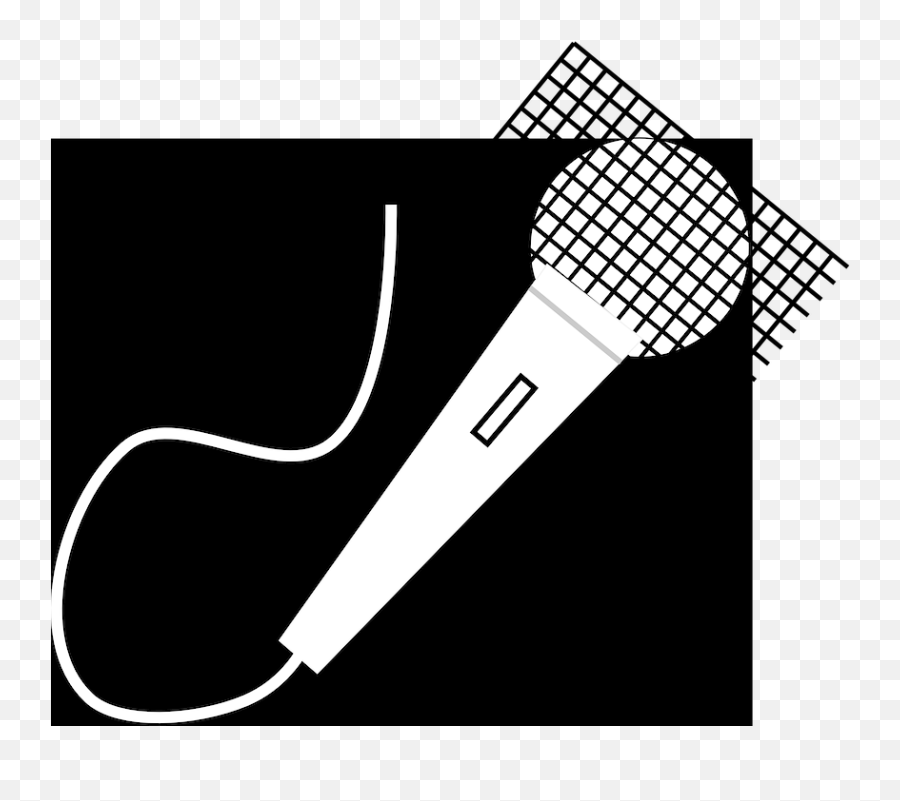 Mic Microphone Music - Free Vector Graphic On Pixabay Cartoon White Microphone Black Background Png,Microphone Clipart Transparent
