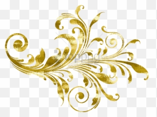 Decorativos Dorados Png Clipart Florales - Vector Flower,Ornamentos Png