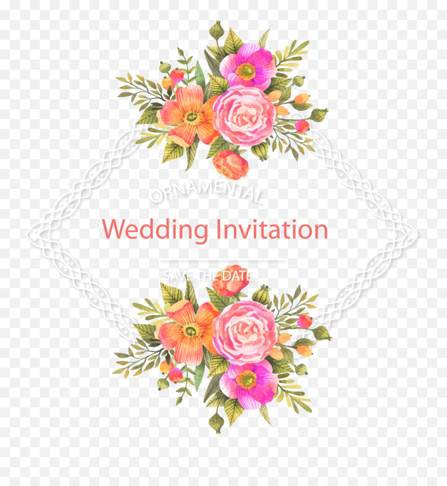 Flower Vector Png - Floral Page Design Transparent Cartoon Frame Wedding Invitation Vector Free Download,Flower Vector Png
